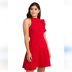 Black Halo Fit & Flare One Shoulder Red Party Dress Size 10